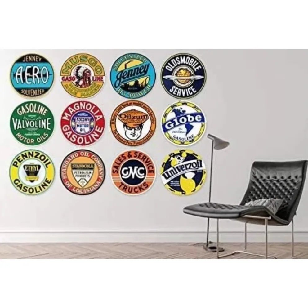 الطاووس خمر معدن مستدير القصدير تسجيل الحنين المعادن تسجيل ديكور المنزل ل Culb بار حديقة المطبخ مطعم المرآب 12x12 بوصة #4