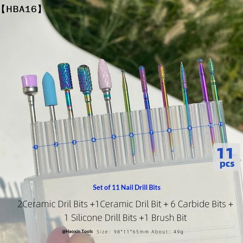 HBA16 Deel11 unids/caja juego de brocas de cerámica profesional para uñas lima de uñas eléctrica para manicura para uñas y cutículas de Gel acrílico
