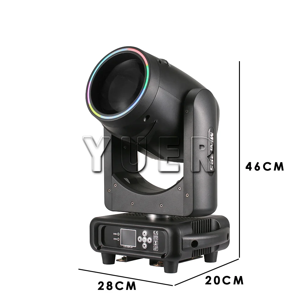 

YUER MINI 295W 14R Beam Spot 8+48Prisms Rainbow Effect со светодиодной подсветкой SMD RGB Ring DMX Control Moving Head Light для Club Dj Disco Bar