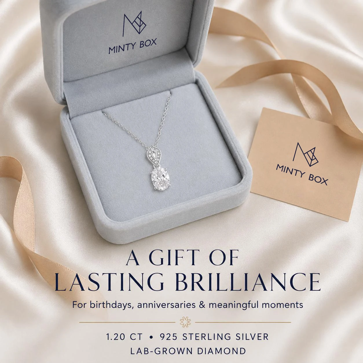 MINTYBOX Oval Cut 8*6MM 1.5CT Lab Diamonds Pendant S925 Sterling Silver Necklace for Women Engagement Wedding Party Fine Jewelry