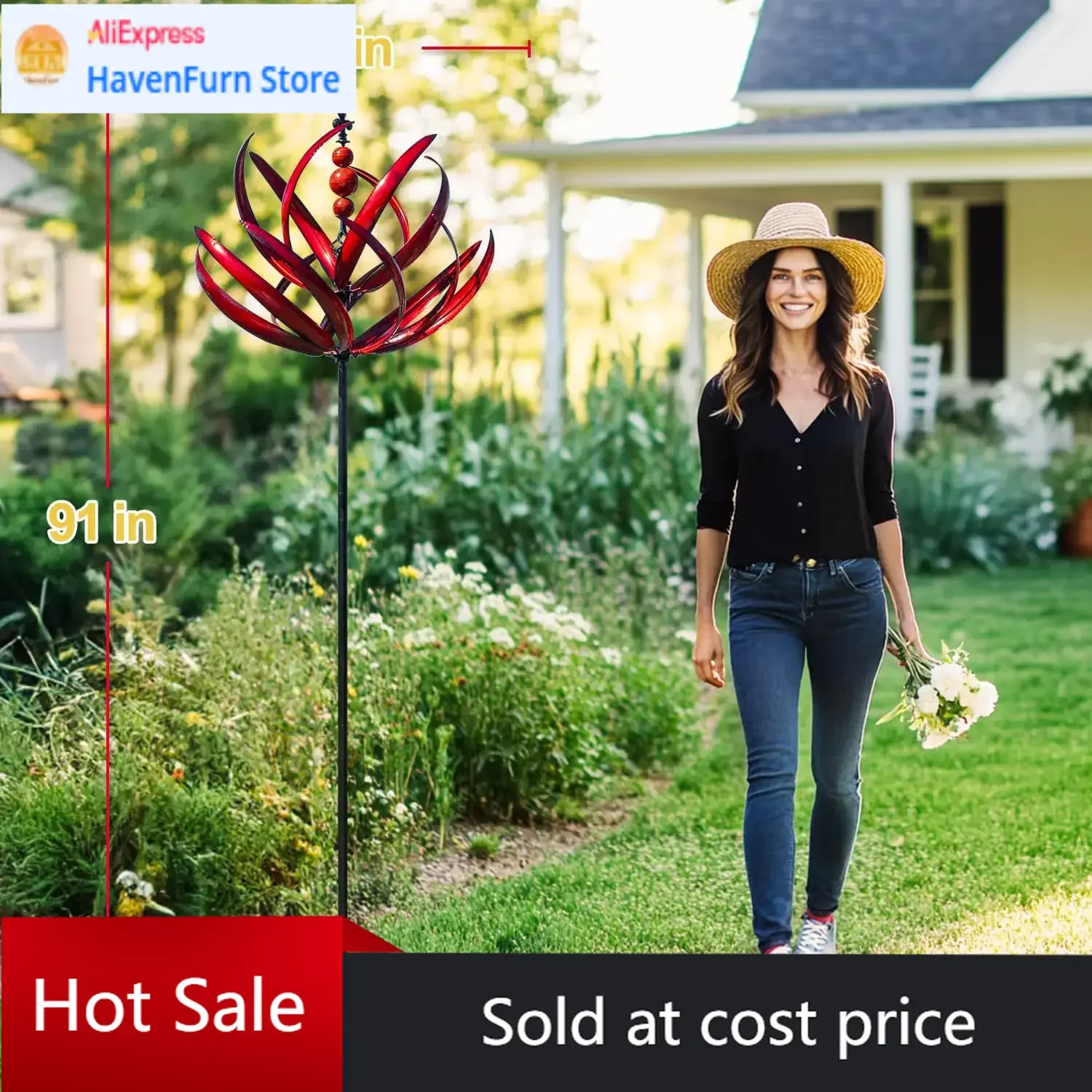 

Акция: ограниченное предложение! Ветряной спиннер для сада и двора - большие металлические кинетические ветряные скульптуры для уличного декора (91 см)