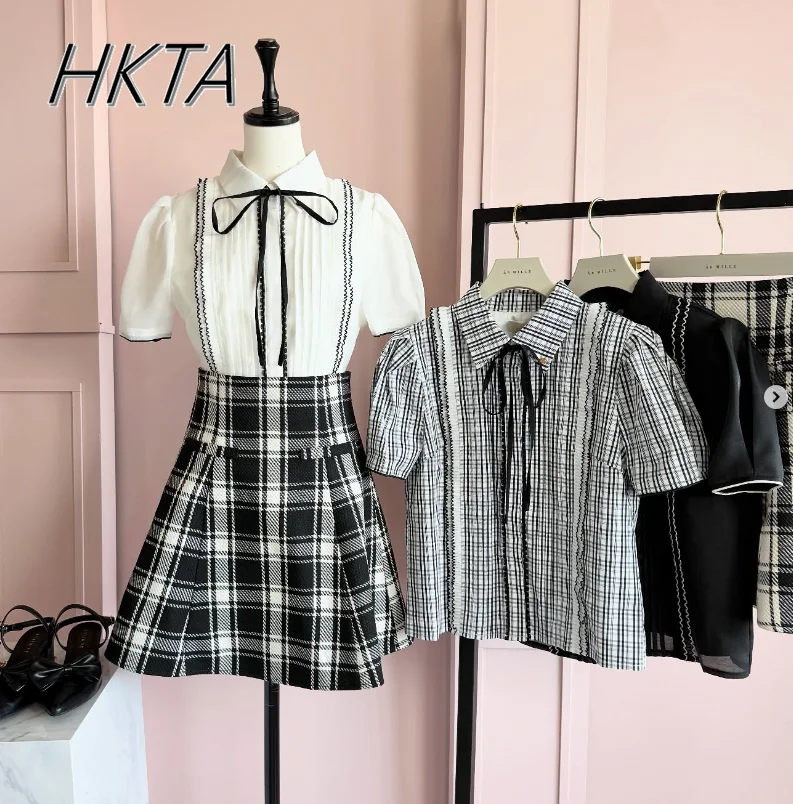 

Японская пригородная рубашка с объемными рукавами и бретельками с грибком и бантом, облегающая универсальная рубашка-поло с воротником-поло, литературная короткая весенняя рубашка