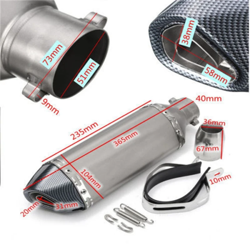 Universal 36-51mm Motorcycle exhaust Modified Scooter Silencer Exhaust Muffle GY6 for HONDA R1 R3 R6 FZ6 ATV Dirt bike exhaust