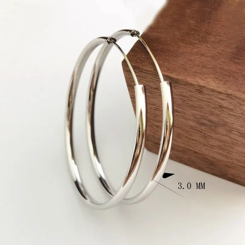 Somila 2022 Punk Mode 70mm Durchmesser Große Hoop Ohrringe Für Frauen S925 Ohrringe Brincos Schmuck Zubehör 3,0 MM Cерьги kольца – Detail 2