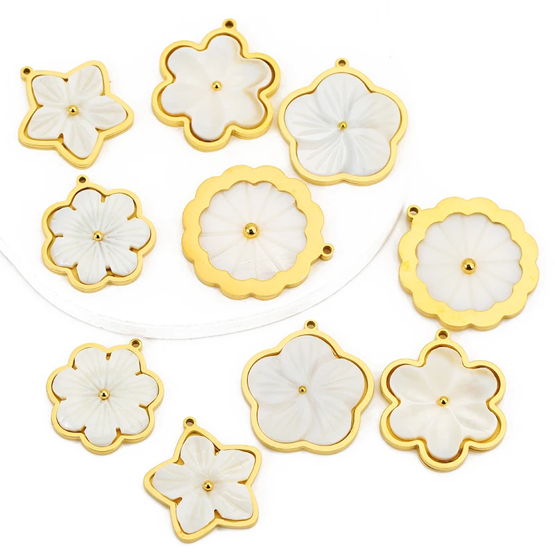 

2pcs Stainless Steel Pentagram Flower Snowflake Pendant Vintage Necklace Bracelet Earrings Jewelry Making Materials Accessories