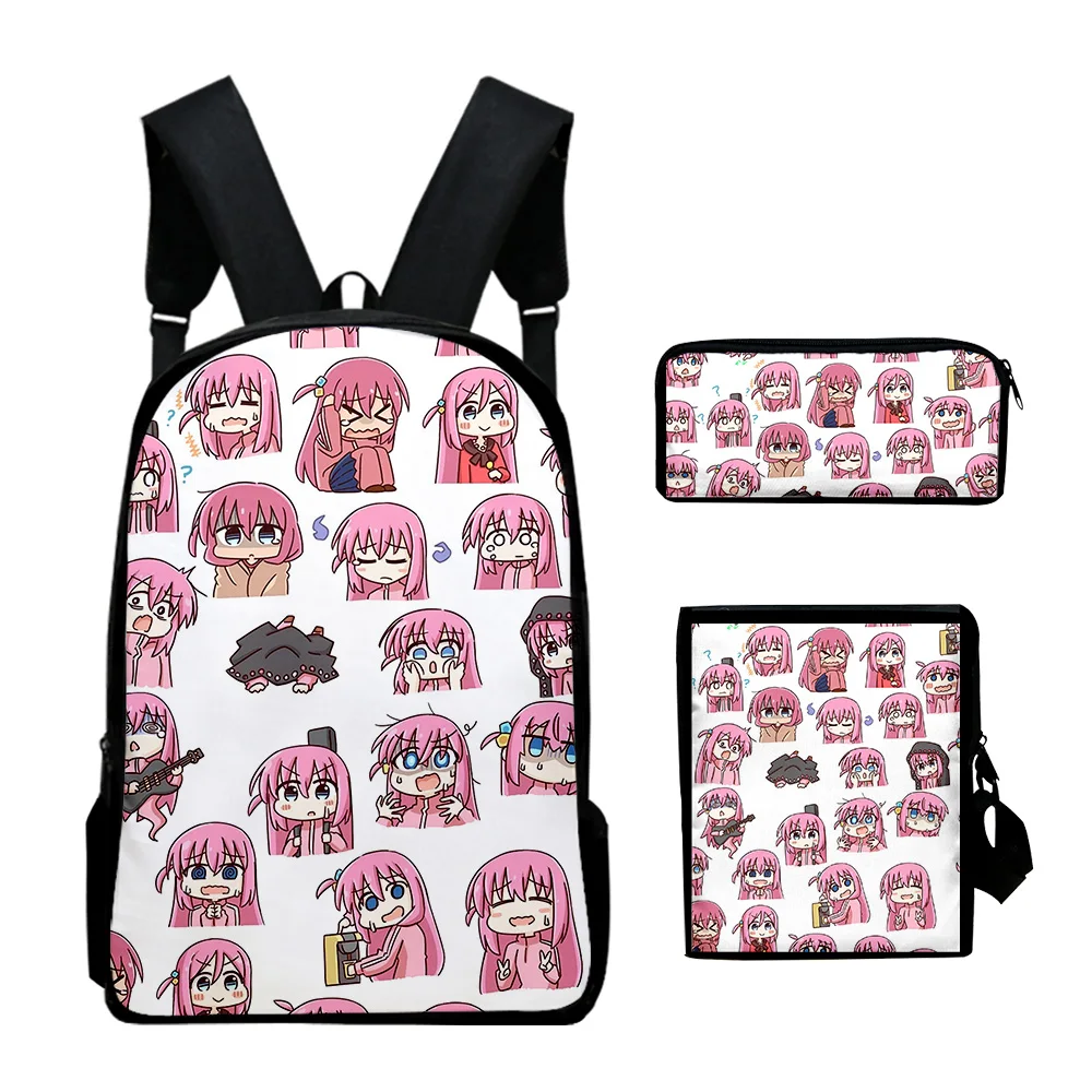 Popolare Bocchi the Rock Anime 3D Stampa 3 pezzi / set Borse da scuola per alunni Zaino per laptop Zaino Borsa a tracolla inclinata Astuccio
