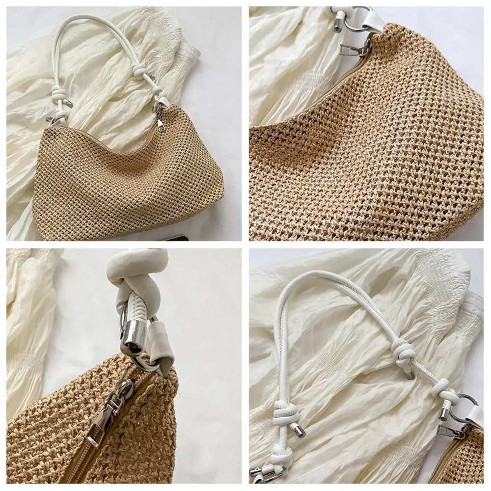 Woven Straw Bag Fashion Large Capacity Handmade Braid Shoulder Bag Rattan Tote Bag Summer Beach