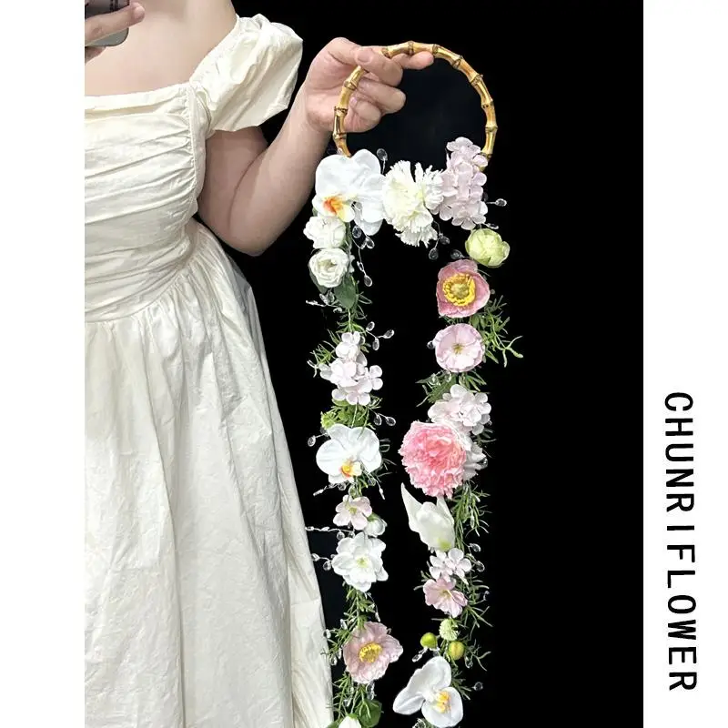 

Dopamine color simulation flower bouquet wedding dress shooting hand bouquet photo props hand flower bride wedding