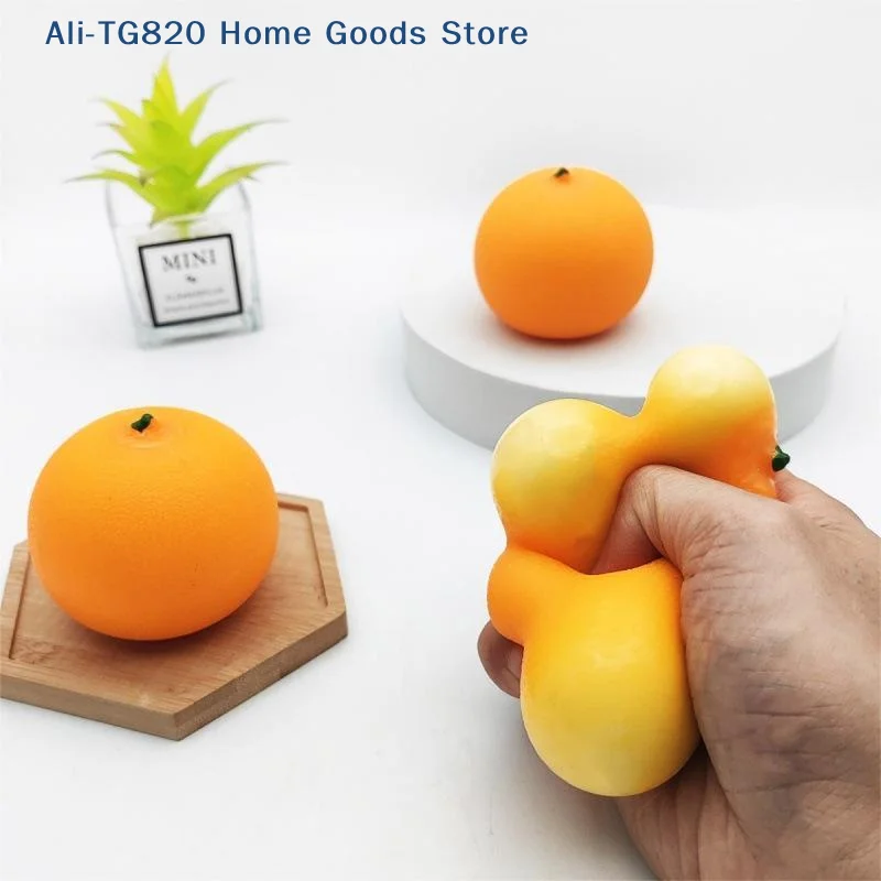[TG820]Simulated Orange Stress Ball Squeeze Ball DIY Handmade ASMR Sensory Anti Stress Relief Toys With Crisp Sound
