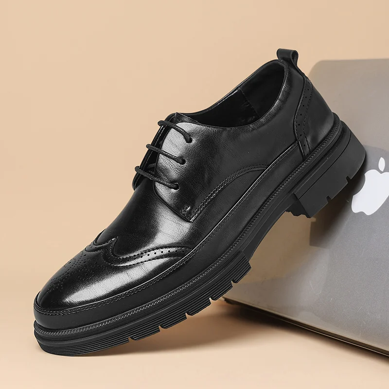 

Men's Black Casual Shoes Four Seasons Outdoor Breathable Walking Shoes Work Formal Shoes Fashion Non-slip Banquet Leather Shoes