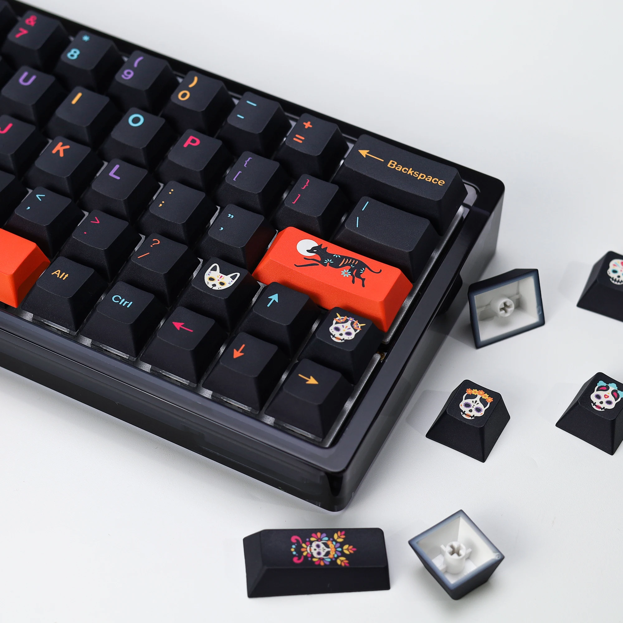 Kbdiy gmk mictlan 143 teclas pbt keycap hangul corante-sub cereja perfil alice iso 7u keycaps para aula 60 teclado mecânico jogos