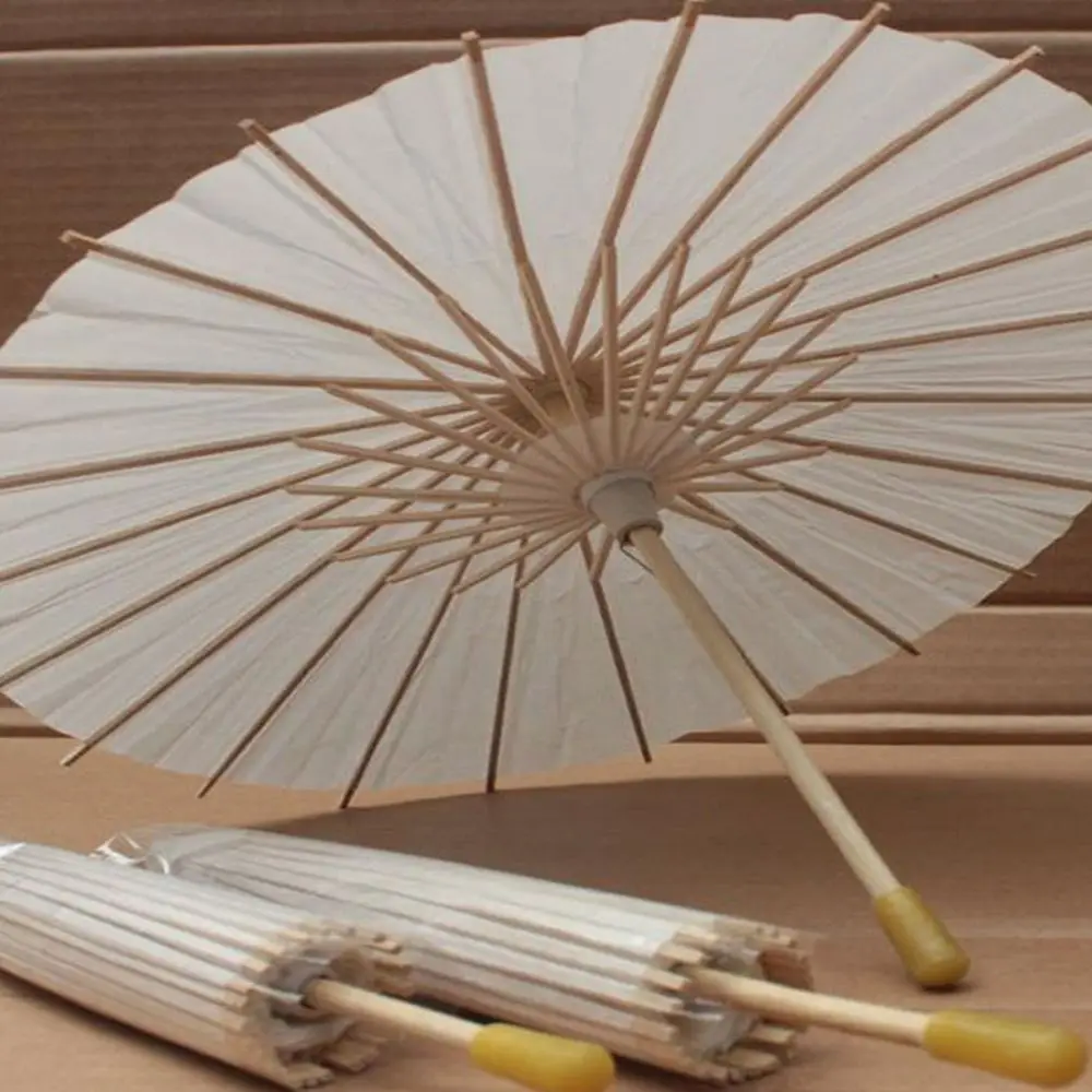 White Paper Umbrella Women Vintage Dance Prop Wedding Party Photography Prop Kids DIY Painting Supplies