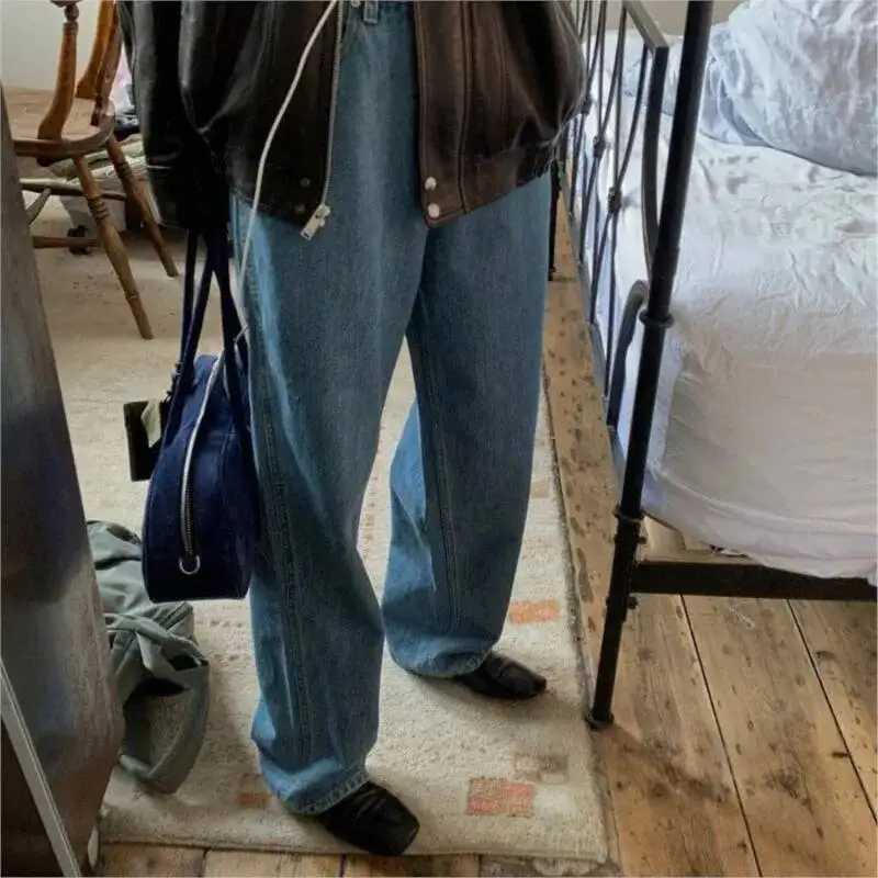 Bloom Vintage Blue Shoulder Bags Women High Street Suede Surface Chic Casual Handbag Purse Female Retro Underarm Bag Aesthetic