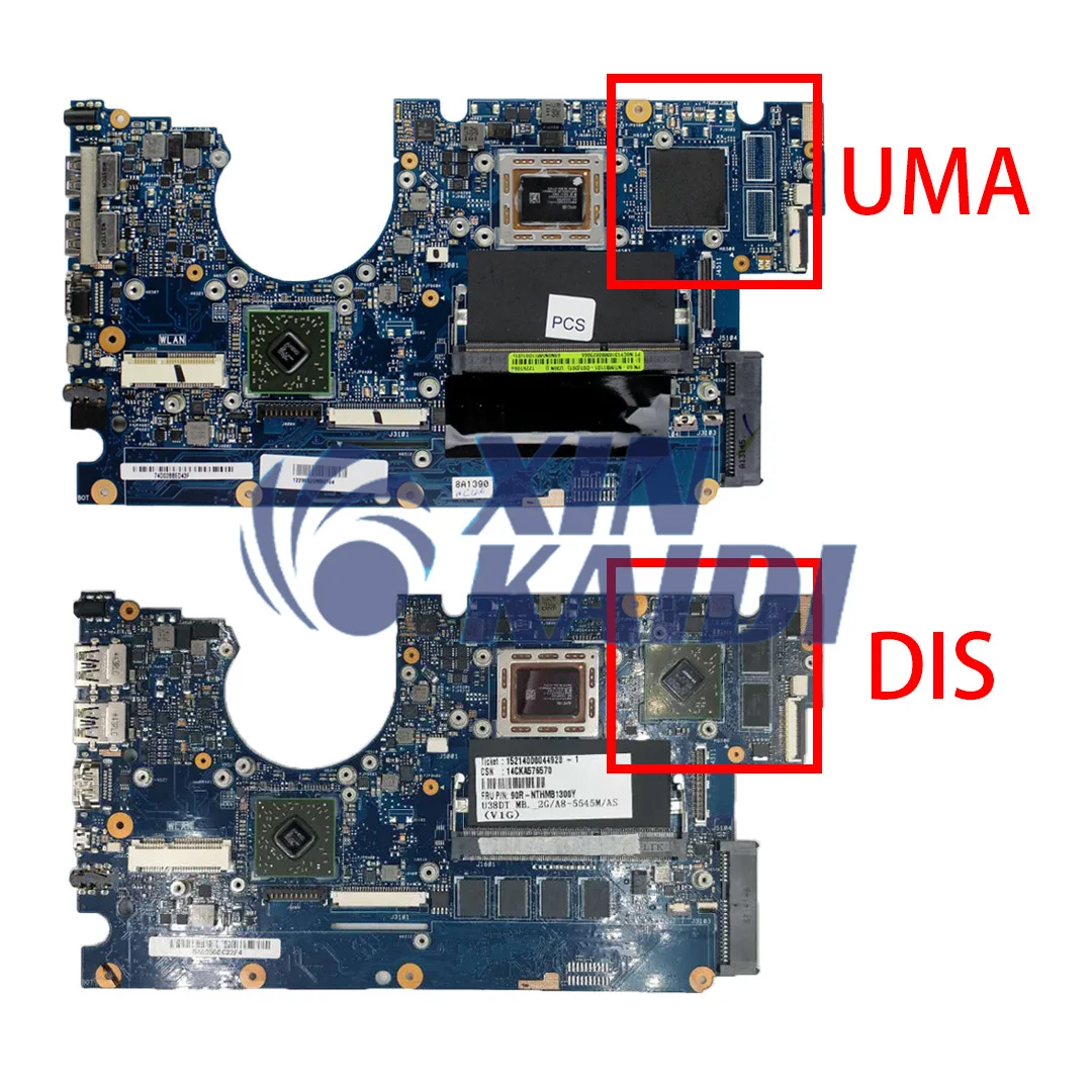 Laptop Motherboard For Asus U38 U38N U38N U38DT Ultrathin Notebook Mainboard With A8-4555M CPU 2GB-RAM Systemboard