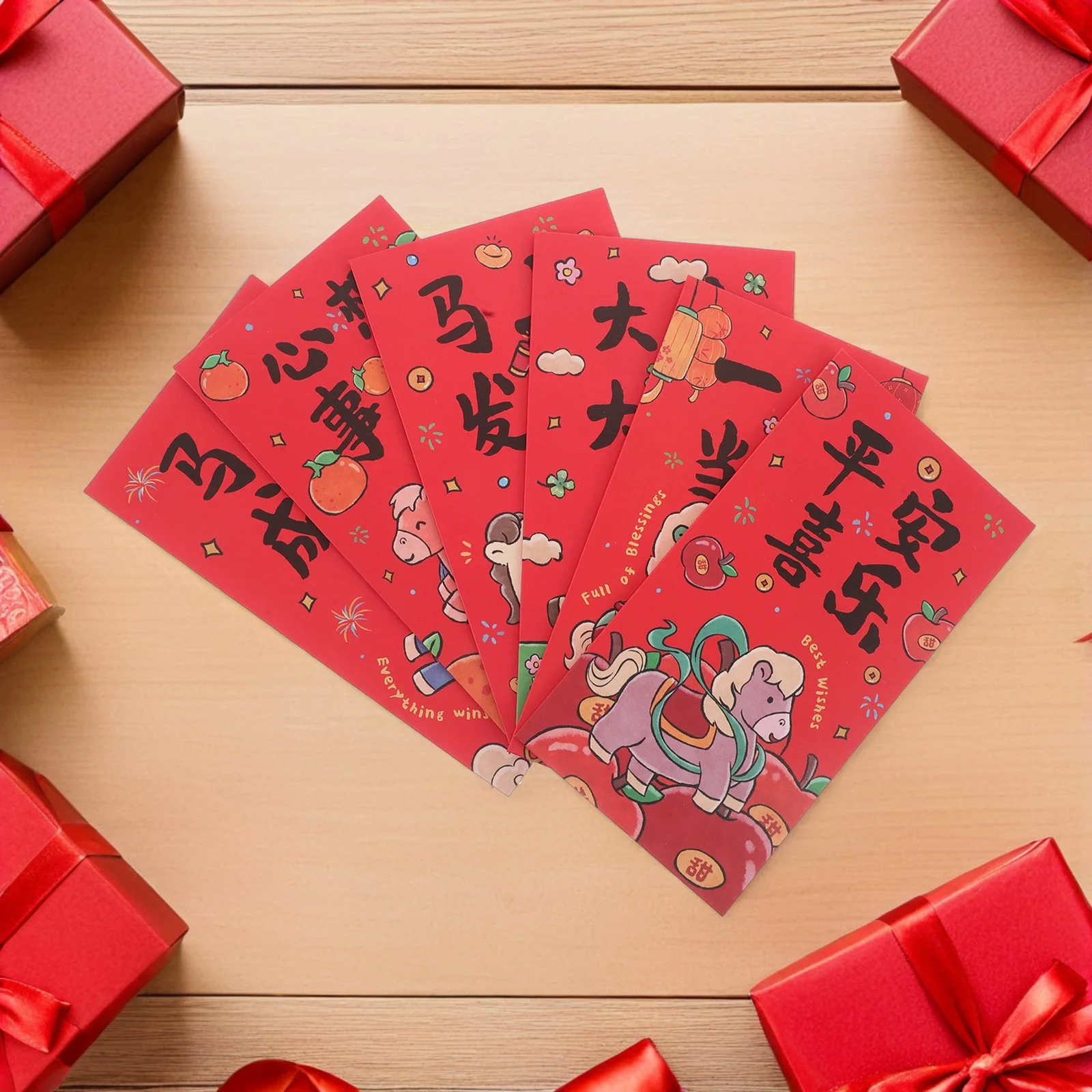 36Pcs 2026 Horse Year Red Envelopes Chinese New Year Lucky Money Pockets Spring Festival Cash Packets Lai See Chinese Red Packet