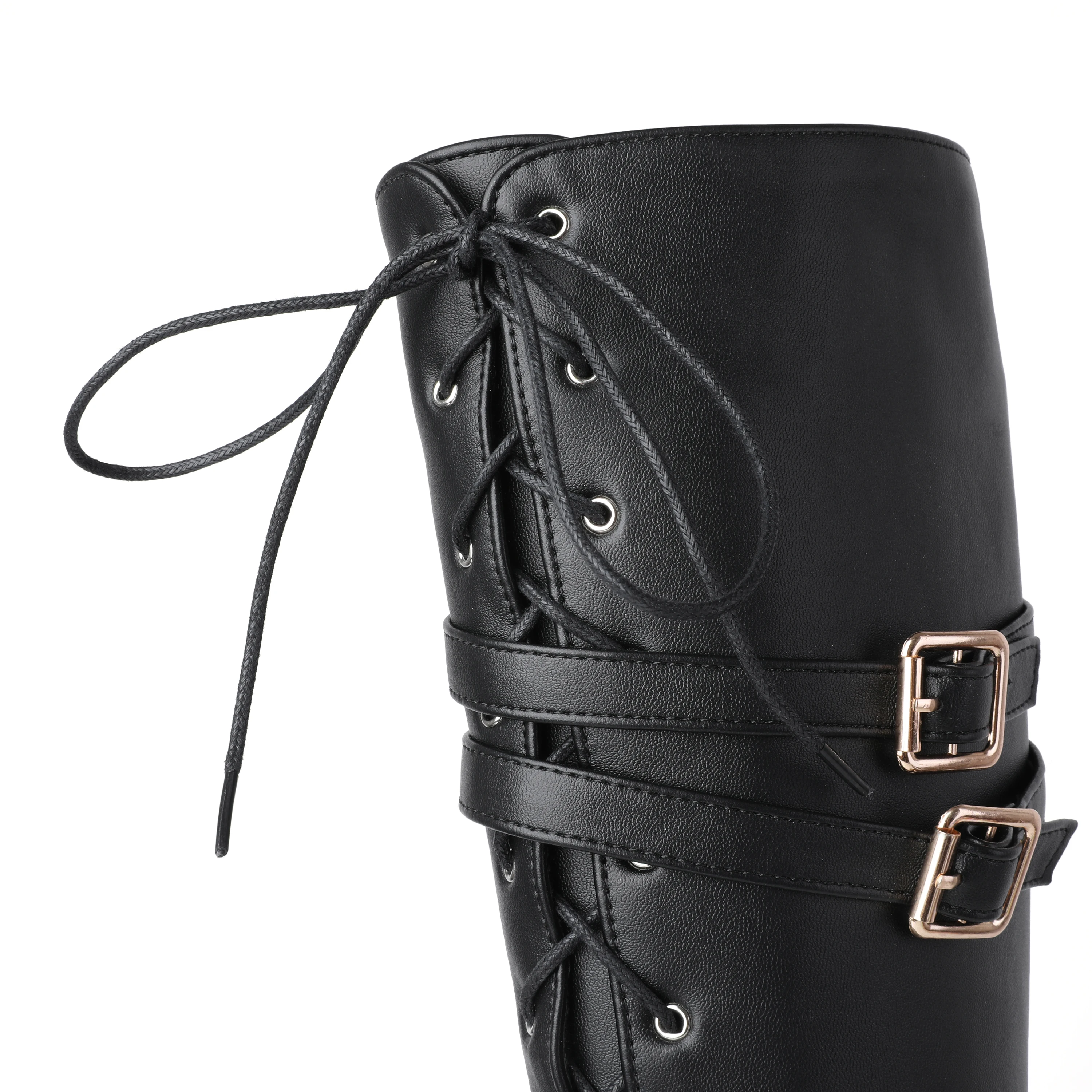 Mittellange Stiefel für Damen, 2026 Frühling und Herbst Neue Schnürstiefel, Damen Spitze Stiletto High Heels, Designer Luxus Übergrößen Größe 47, Direktverkauf vom Hersteller – Detail 8