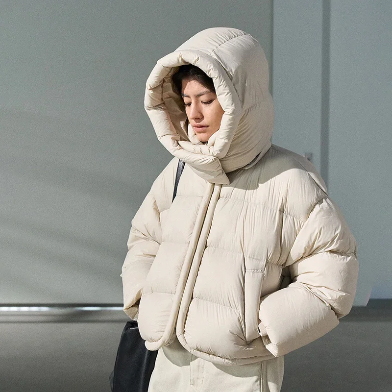 

2025 Winter Women Down Cotton Jacket Y2K Chic Design Puffy Hooded Jacket Woman Hot Fashion Thicken Warm Cropped Parkas Coat Lady