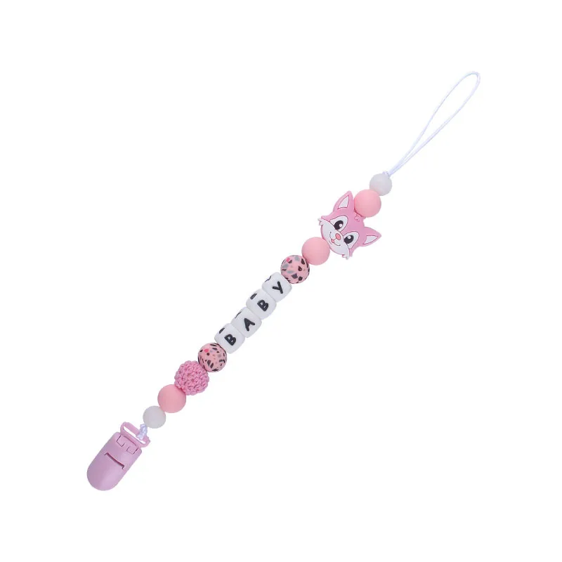 Cat Pacifier Chain Holder for Baby Kids Pacifier Clips Teething Silicone Fox Infant Teether