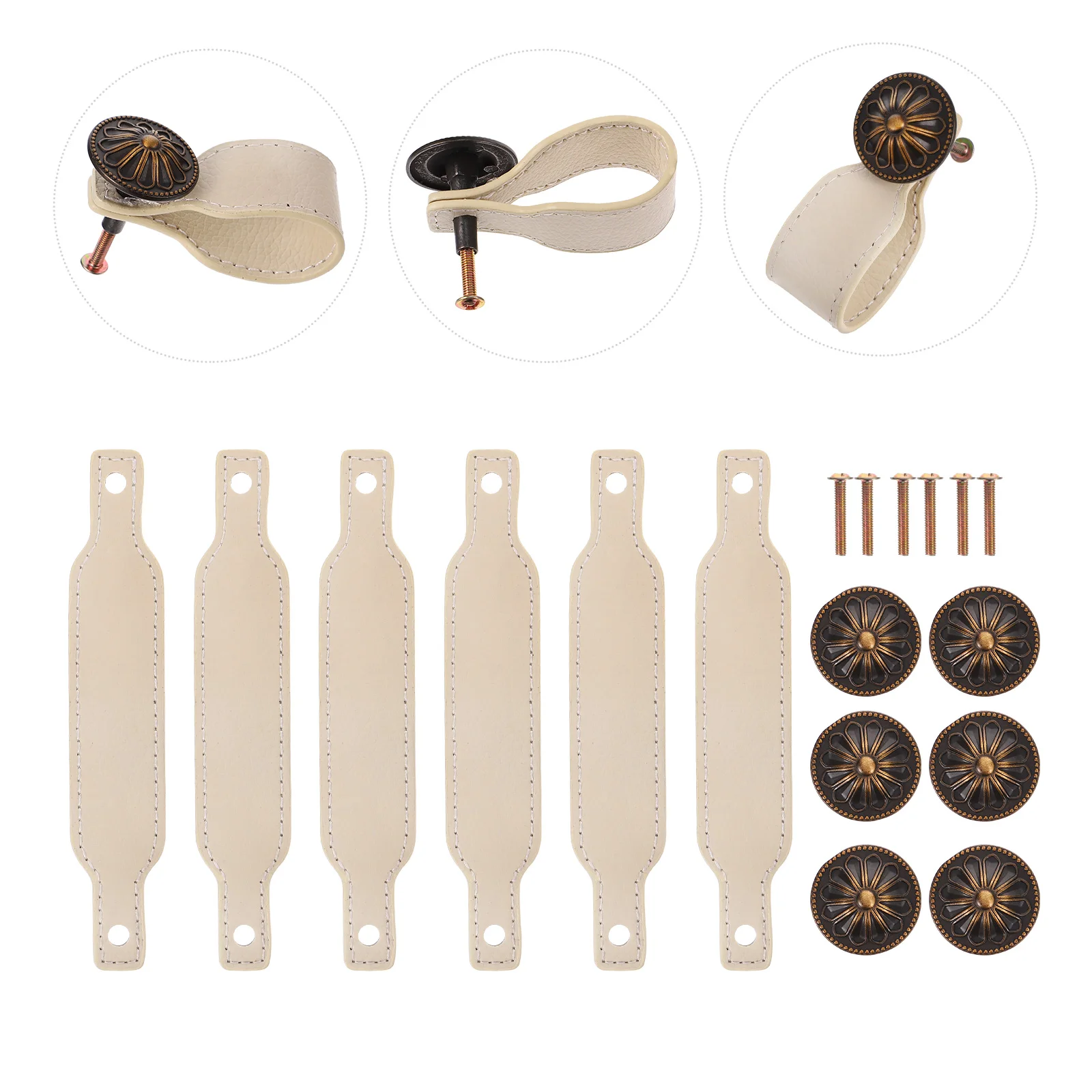 

6 Pcs Wardrobe H Drawer Pulls Modern Cabinet Knobs Vintage Furniture Decor Copper Single Hole