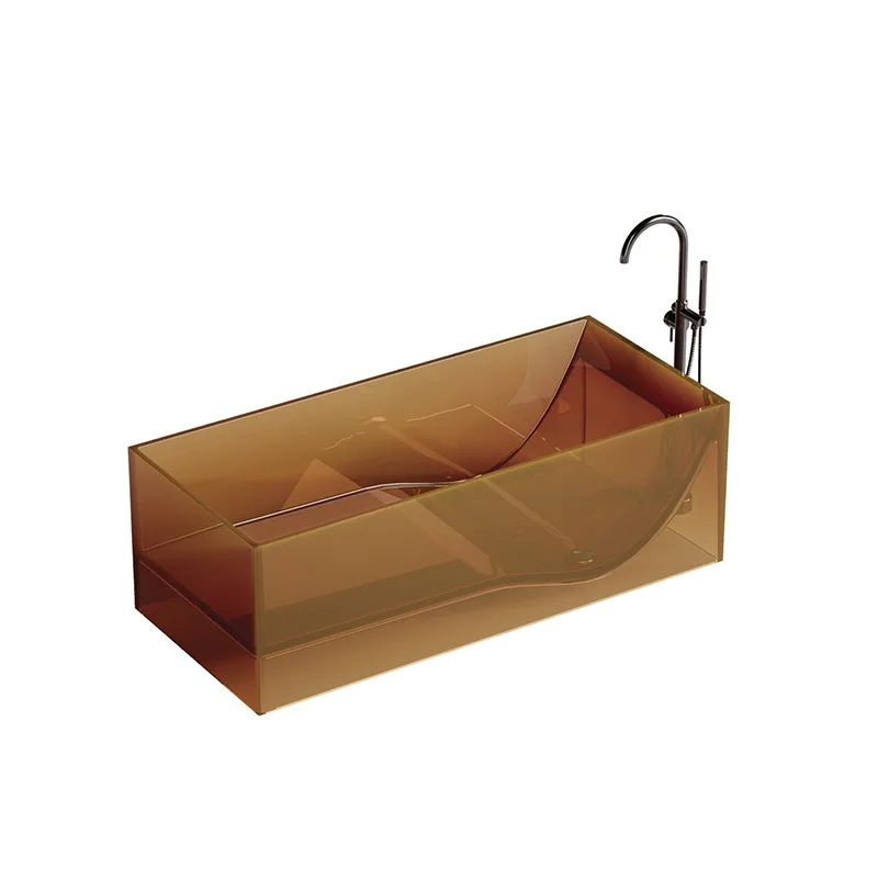 Supply transparent resin bathtub independent integrated square bathtub Hotel project Internet celebrity color bathtub