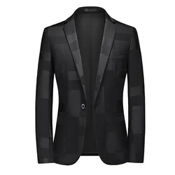 H826 New Men's Casual Suit Slim Jacquard Groom Wedding Suit Suit Trend