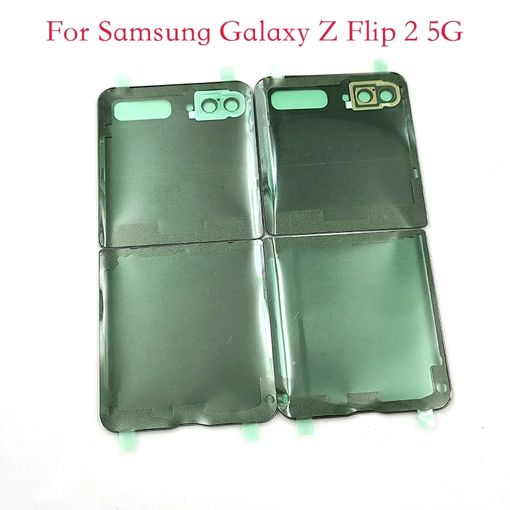 New Back Door Glass Battery Cover With Camera bezel +lens For Samsung Galaxy Z Flip 2 5G F707 Housing Battery Back Cover Replac