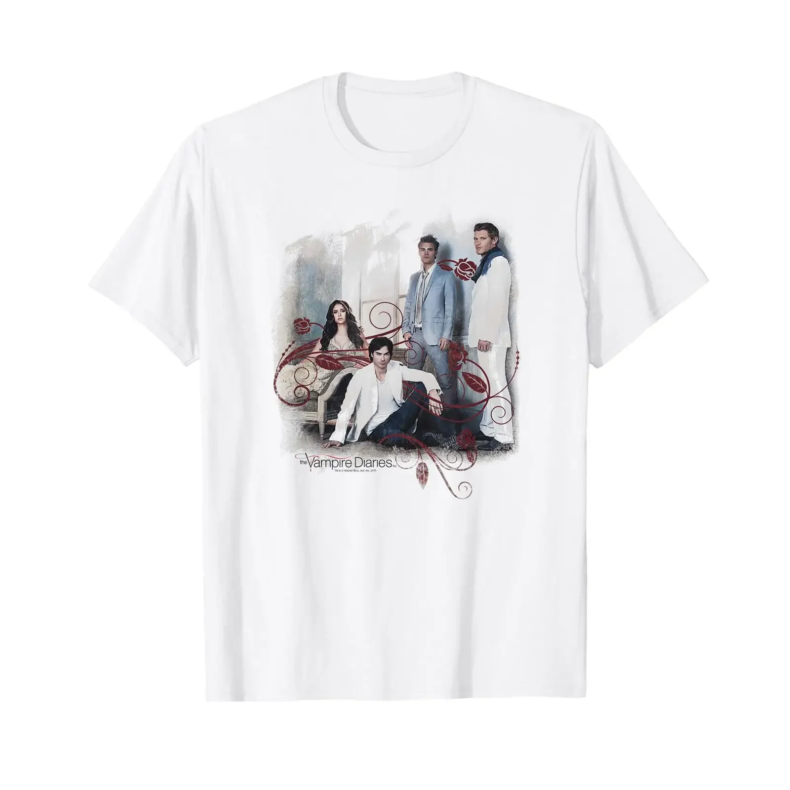Vampire Diaries 3 1 T Shirt White vintage Washed graphic fashion homme Breathable Casual Soft Stretched Comfortable