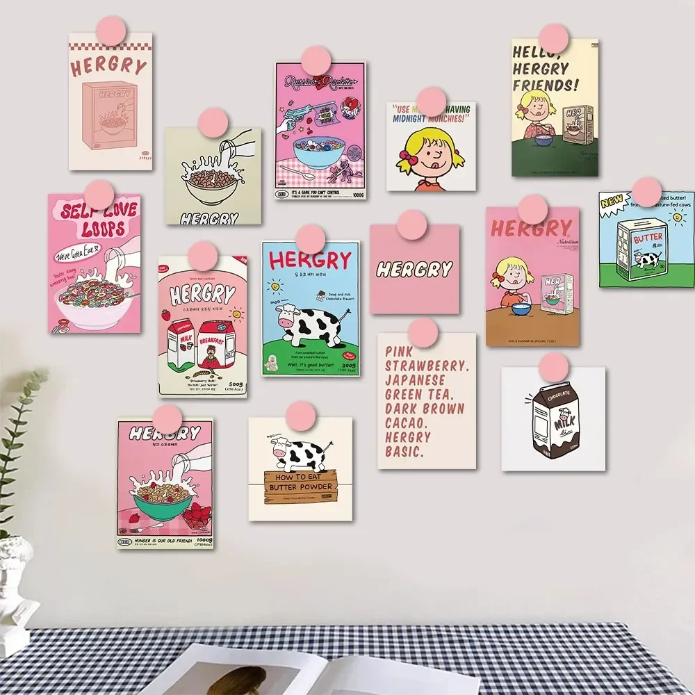 15 Kartu Gadis Susu Instagram Stiker Dekorasi Dinding Interior Kartu Pos Kartun Lucu dan Anak Perempuan