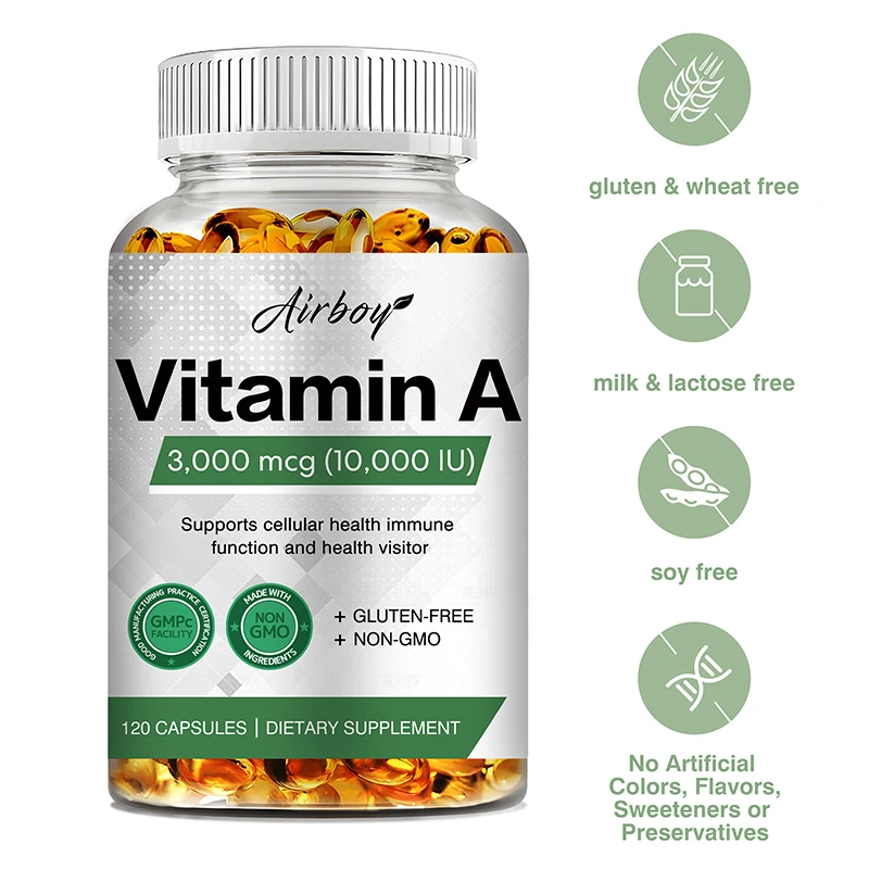 Vitamin A 3000mcg - Immune, Vision and Cellular Health Support - Non GMO