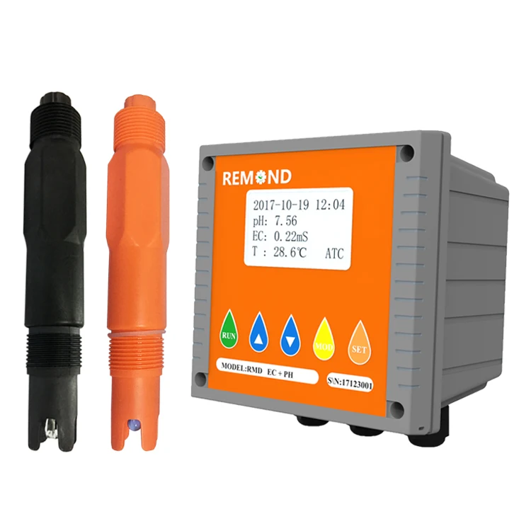 Direct Sales Industrial Online Water Analyzer 2-in-1 PH/EC Sensor Meter Controller OEM REMOND RMD-HE 0-14pH Range 1.0%FS