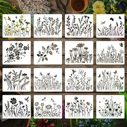 Stencil per dipingere su tela su legno riutilizzabile Stencil Art Template fai da te foglie floreali modelli di disegno Stencil 8/16 pezzi