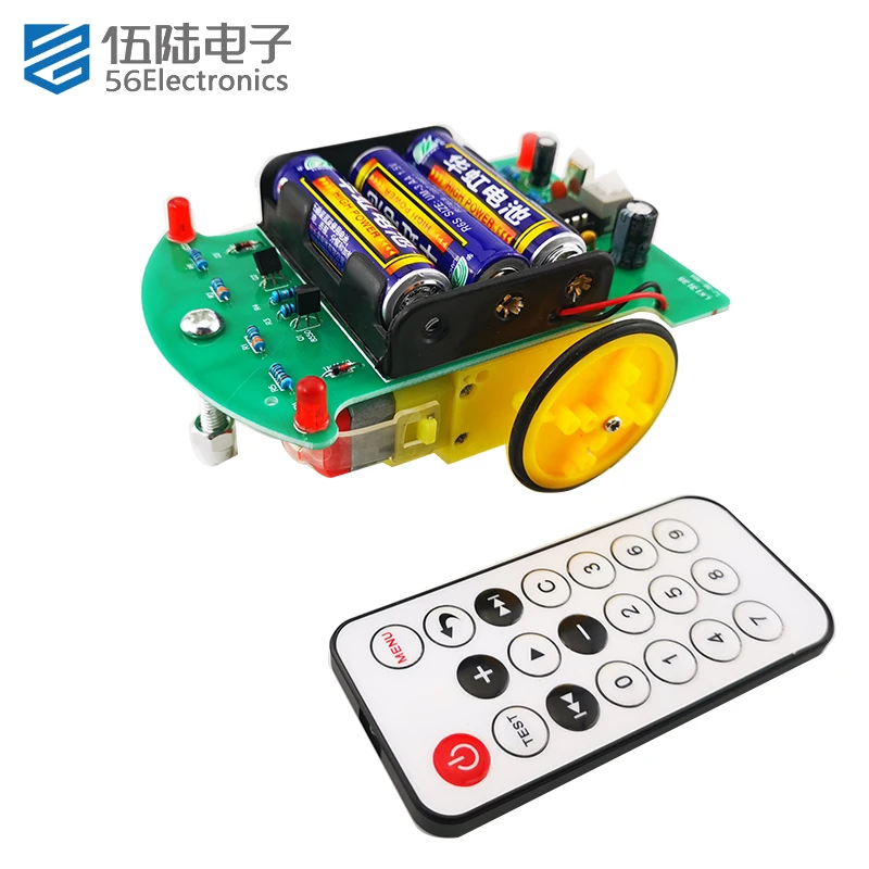 

D2-4 Infrared Remote Control Car Kit C51 Single-chip Intelligent Electronic Set Smart Car Project Kits Line Following Robot