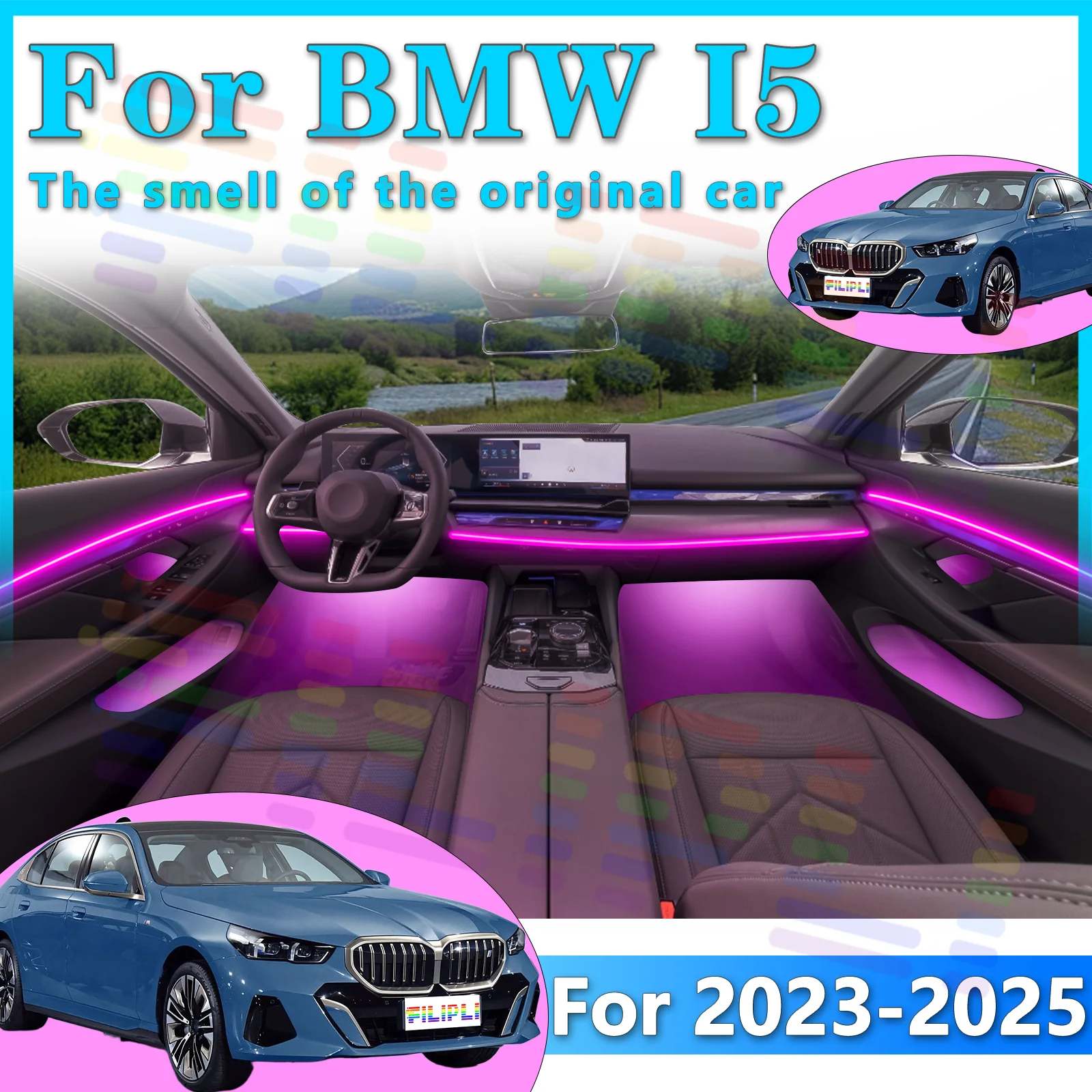 

Для BMW 2023-2025: Светодиодная RGB-подсветка салона, оптоволоконная неоновая невидимая атмосферная лента, декоративная подсветка с управлением через приложение