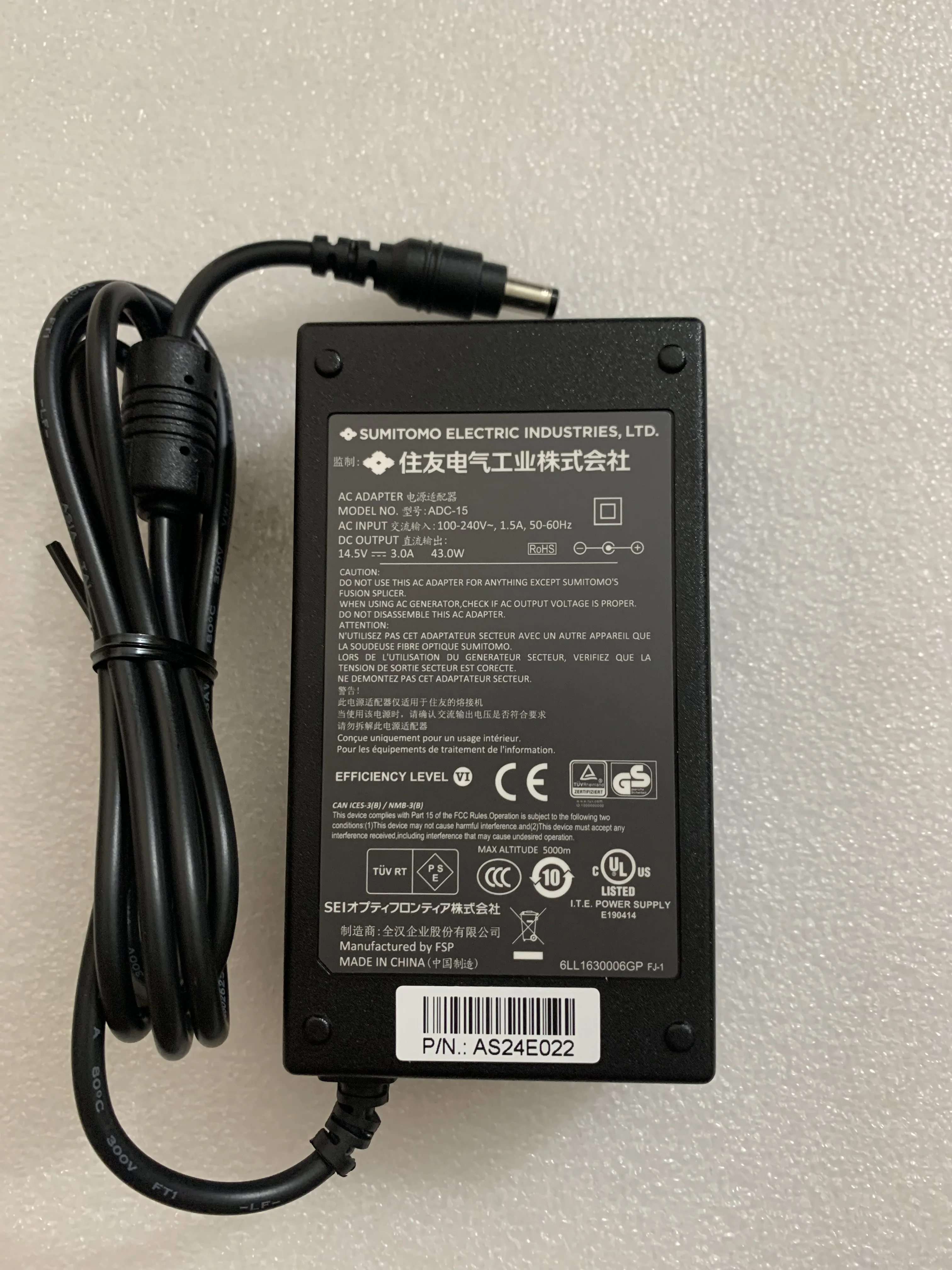 Original Sumitomo ADC-15 AC Adapter for T-400S T400S T400 T-25e T-201 T-201e Fusion Splicer Welder Battery Charger