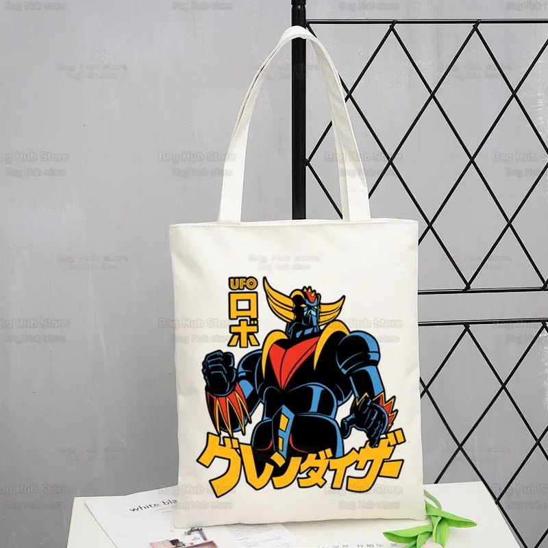 Goldorak Nostalgia Shopping Bag Shopper Grendizer UFO Space Robot Eco Canvas Goldrake Bolsas De Tela Bag Sacolas riutilizzabili