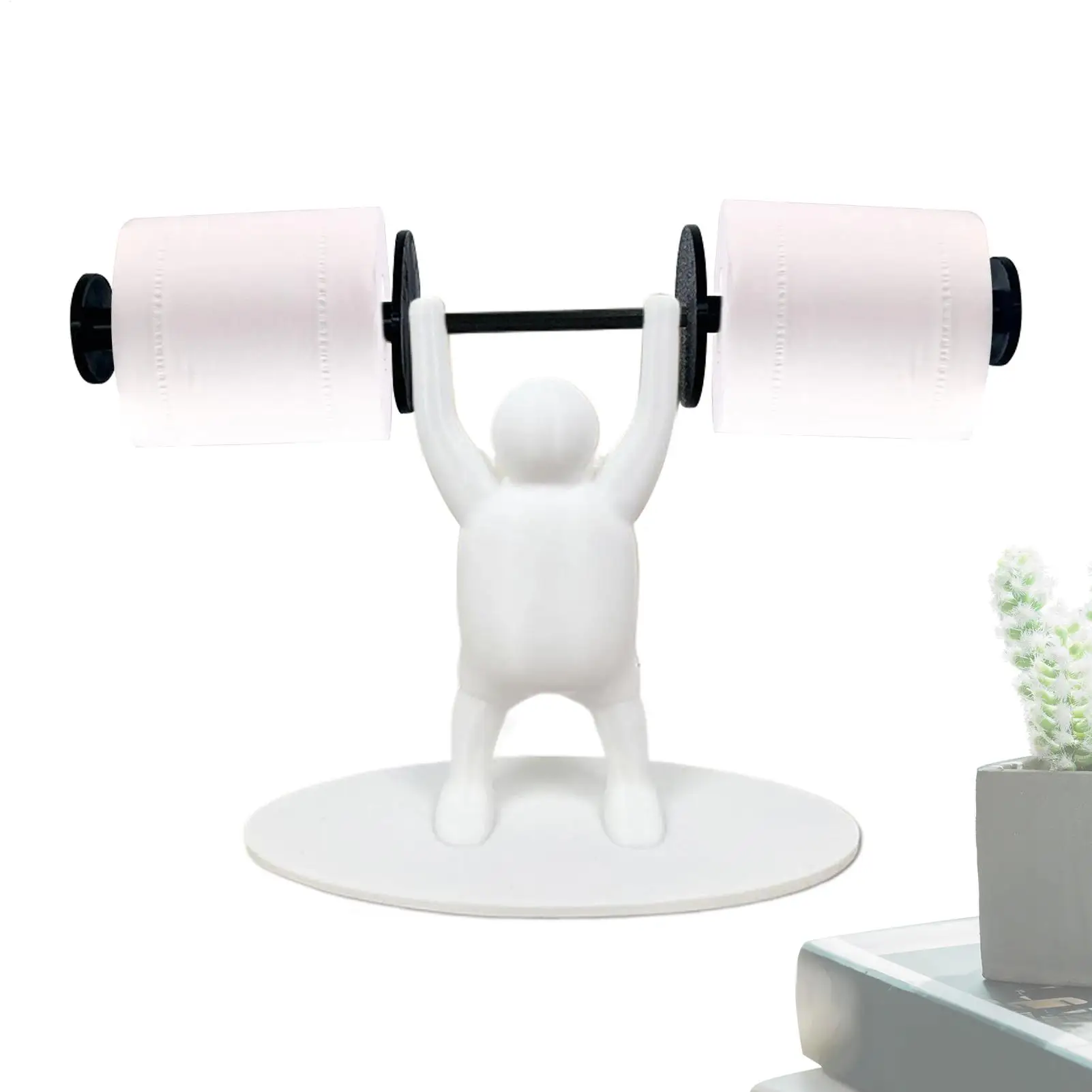 

Weightlifting Figure Toilet Paper Holder Decorative 3D Printed Weightlifting Figurine Bathroom Tissue Holder For Bedroom