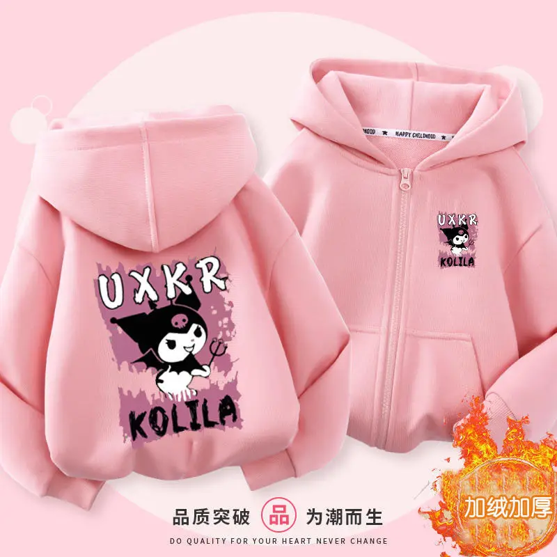 Kuromi Zipper Hoodies Girls Cinnamoroll Sweatshirt Autumn And Winter Long Sleeve Harajuku Pullovers Series Stich Casual Hooded