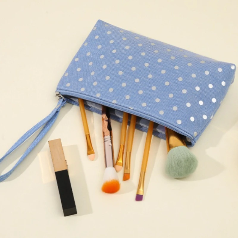 Portable Polka Dot Makeup Bag, Multifunction Waterproof Pouch for Cosmetics, Phone & Keys, Travel Toiletry Case