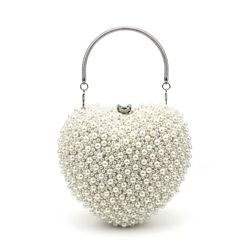 

Hot Selling elegant hand bag tote purse ladies crystal women luxury party evening heart handbag pearl bags