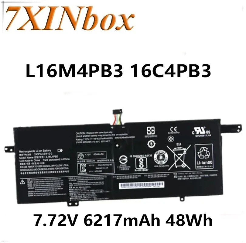 7XINbox 7.72V 6217mAh 48Wh Original L16M4PB3 16C4PB3 L16L4PB3 Laptop Battery For Lenovo Ideapad 720S-13IKB