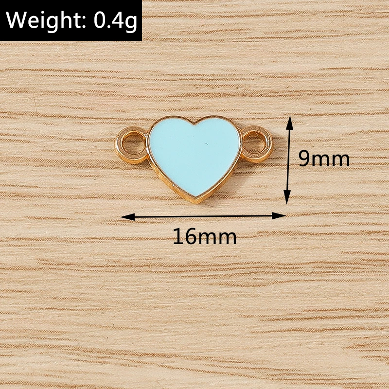 10 stücke 16x9mm niedlichen Doppel loch Emaille Liebe Herz Charms Anschlüsse für Schmuck machen DIY handgemachte Armbänder Halskette Handwerk Geschenk – Detail 1