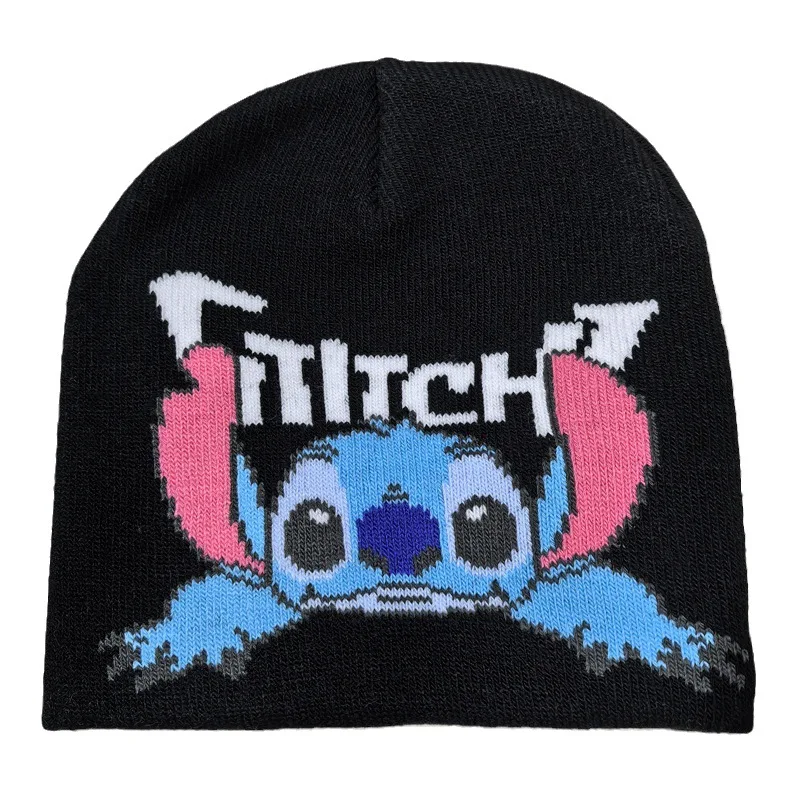 Sanrio Hello Kitty Knitted Hat Cartoon Embroidery Melody Kuromi Lilo & Stitch Anime Warm Pullover Hat Children Birthday Gifts