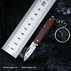 Damascus Knife Outdoor Folding Knife Mini Self Defense Fruit Knife Camping Knife Portable Knife Keychain