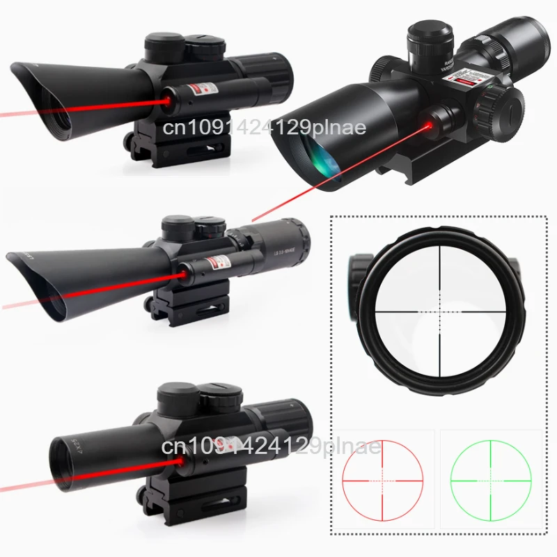 3-10X42E Hunting Riflescopes With Red Dot Laser Sight Combo Tactical Rifle Scope Red Green Illuminated Mil-dot Crosshair Reticle