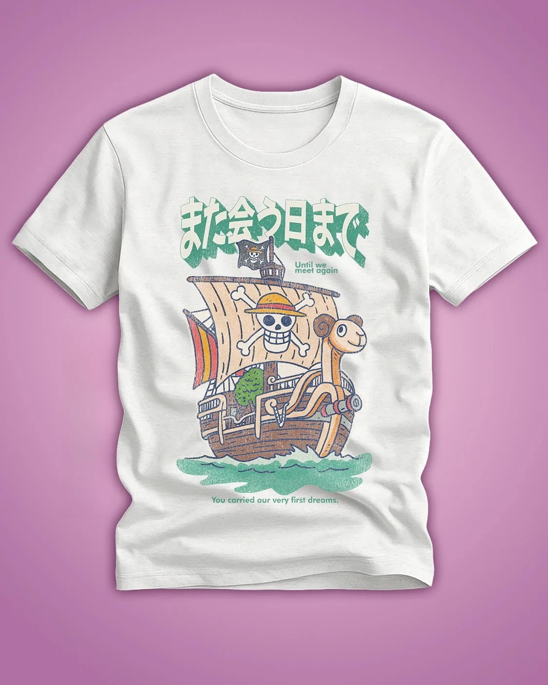 2026 Sommer One Piece Anime Going Merry Bedrucktes Lockeres Kurzarm-T-Shirt aus Reiner Baumwolle für Kinder Trendiges Unisex Casual Y2k Loose-Fit-Shirt