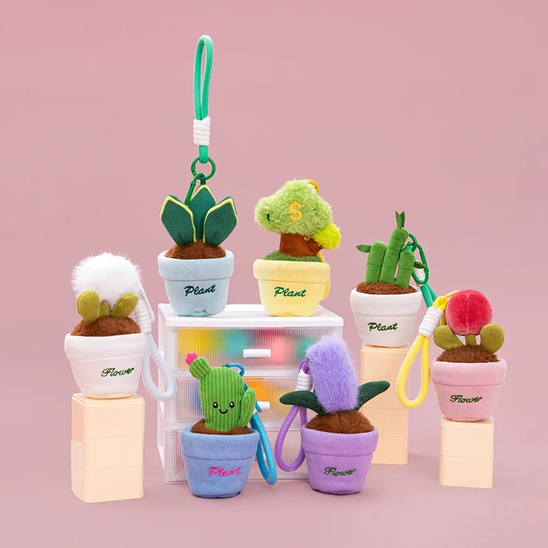 Portachiavi in peluche divertenti da 12 cm: cactus, tulipano, tarassaco - Morbidi portachiavi a forma di piante fumose per borse e zaini