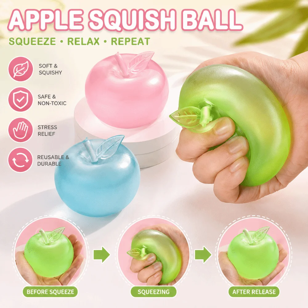 Apple Shape Stress Relief Slow Rise Anti-stress Plasticity Squeeze Transparent Ball Anxiety Relief Sensory Fidget Adults