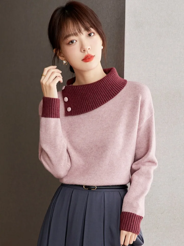 

Женский вязаный длинный свитер све све с высоким воротником, облегающий базовый слой, модный, осенне-зимний, новый, для поездок на работу