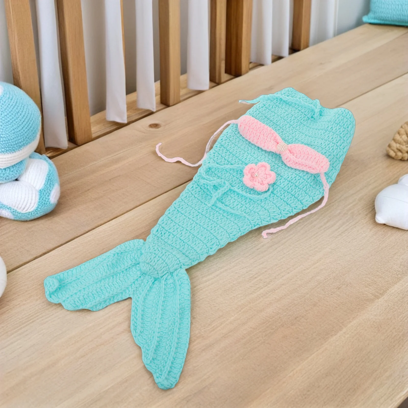 

Photography Props New Born Costumes Girl Mermaid Newborn Outfit Set Plastic Pearls Outfits for