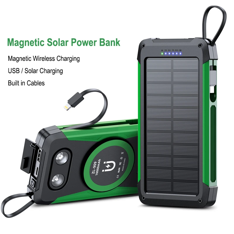 

10000mAh Magnetic Solar Power Bank Portable External Battery Wireless Fast Charger for iPhone 16 Huawei Samsung Xiaomi Powerbank